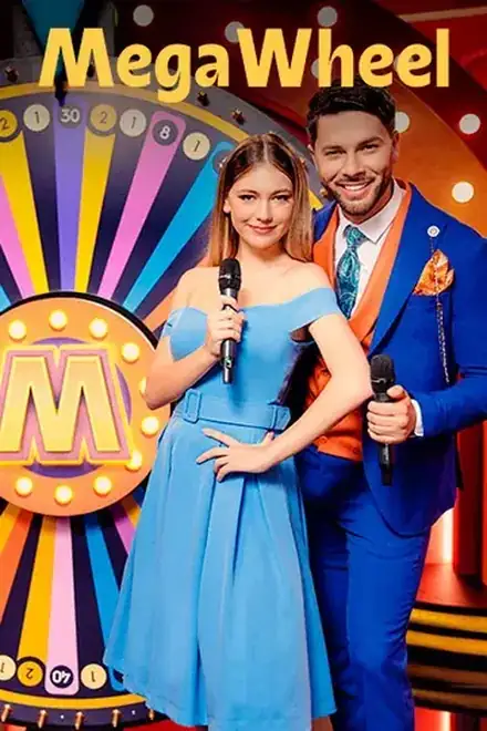 Ruota della fortuna Mega Wheel condotta da un presentatore in diretta